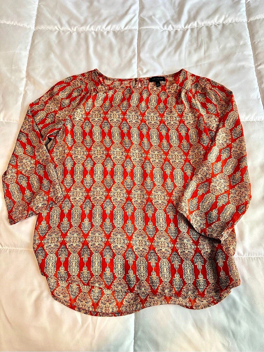 The Limited Women's Geometric Blouse in Red & Gold
